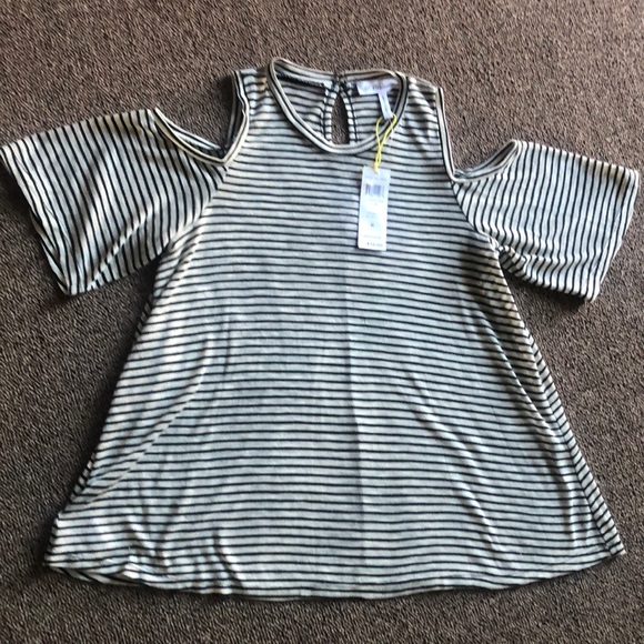 NWT BCBGeneration Striped Cold-Shoulder Top - Picture 3 of 7
